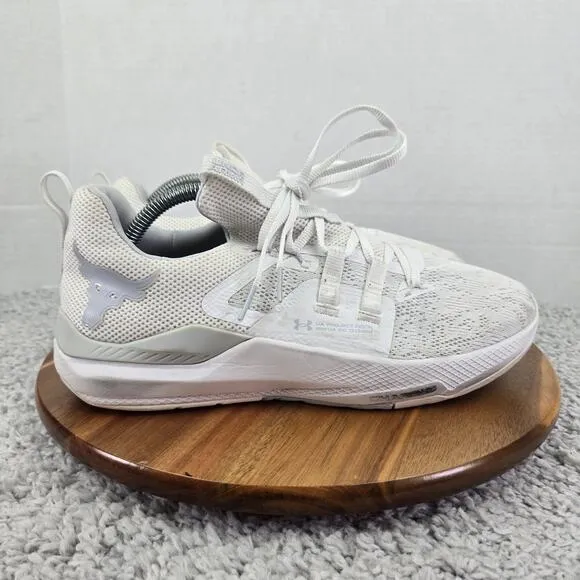 Under Armour UA Project Rock BSR Charged Triple White Training Shoes Mens 9