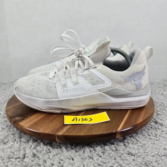 Under Armour UA Project Rock BSR Charged Triple White Training Shoes Mens 9