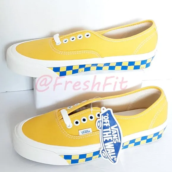 🆕Vans Authentic 44 DX Anaheim Factory OG Yellow Blue Check M7 | W8.5 NWT NWOB