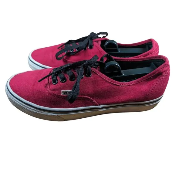 Vans Authentic Red Canvas Low Top Skate Shoes Unisex Adult Size US Men 9.5​