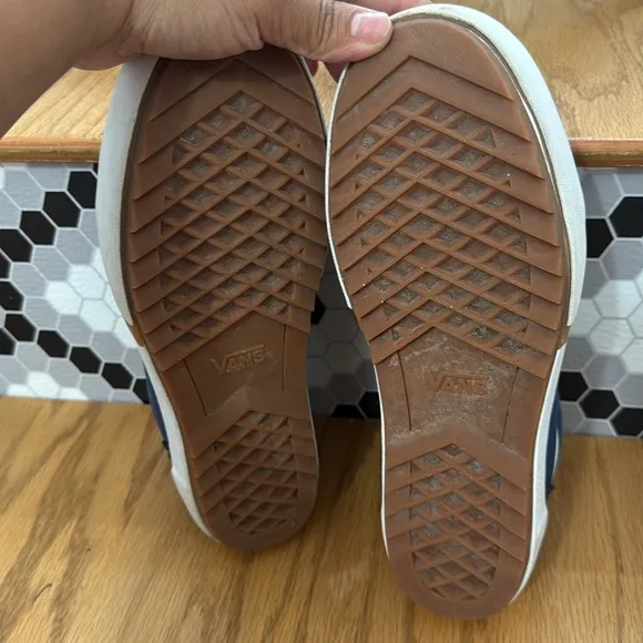 Vans Blue and White Old Skool Platform Sneakers