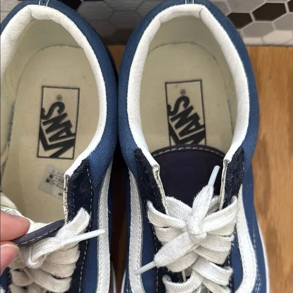 Vans Blue and White Old Skool Platform Sneakers