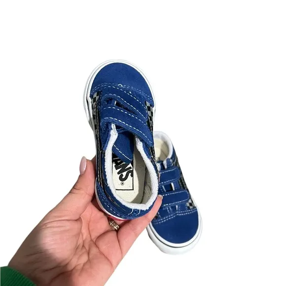 Vans Kids Blue Checkerboard Shoes