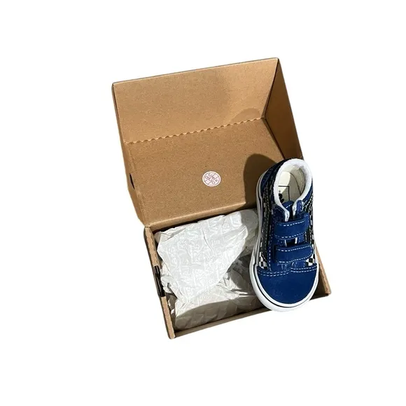 Vans Kids Blue Checkerboard Shoes