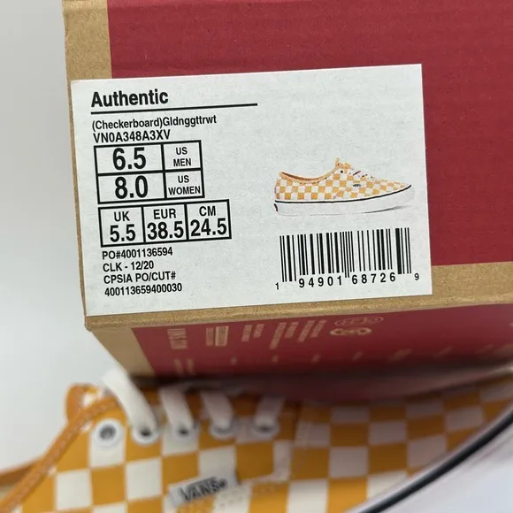 Vans Men's Checkerboard Sneakers - Orange and White