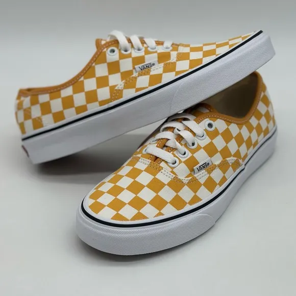 Vans Men's Checkerboard Sneakers - Orange and White