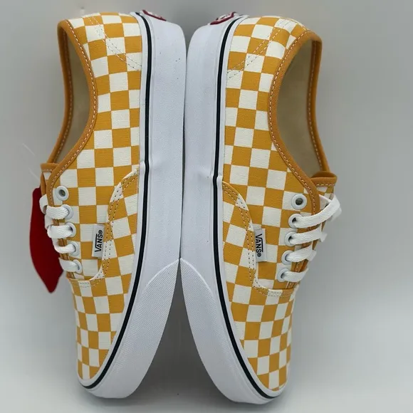 Vans Men's Checkerboard Sneakers - Orange and White