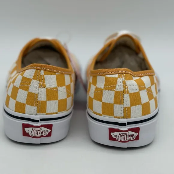 Vans Men's Checkerboard Sneakers - Orange and White