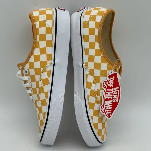 Vans Men's Checkerboard Sneakers - Orange and White
