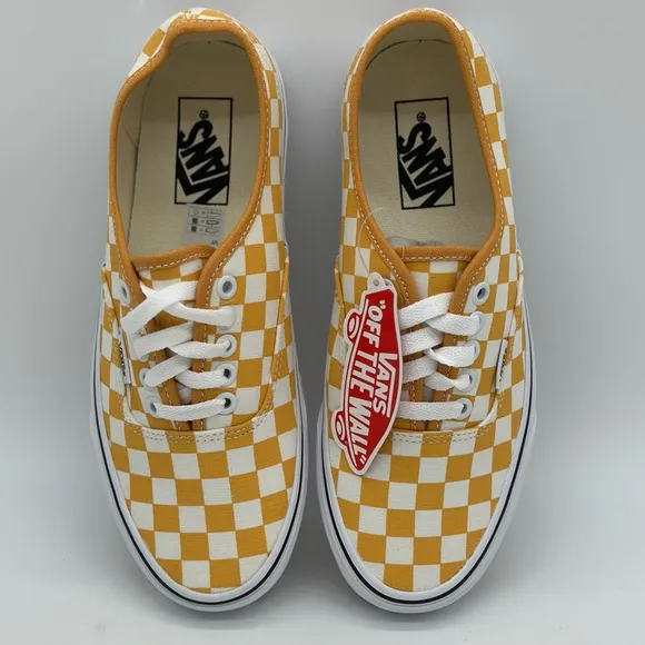 Vans Men's Checkerboard Sneakers - Orange and White