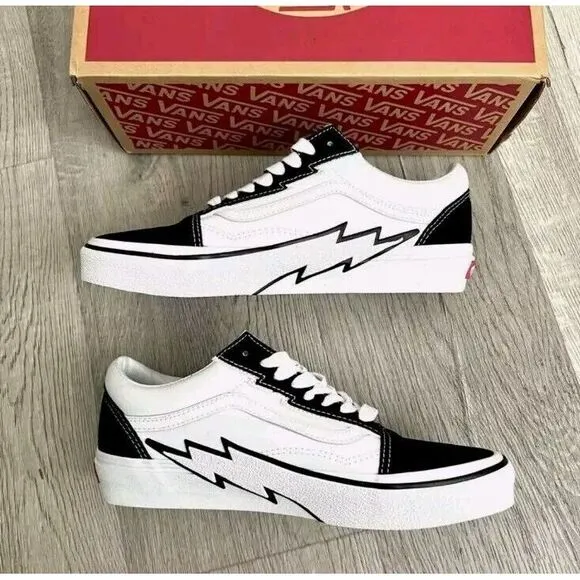 Vans Old Skool Bolt Shoes-TwoTone Black/White-Size 9.5 men's NEW #556