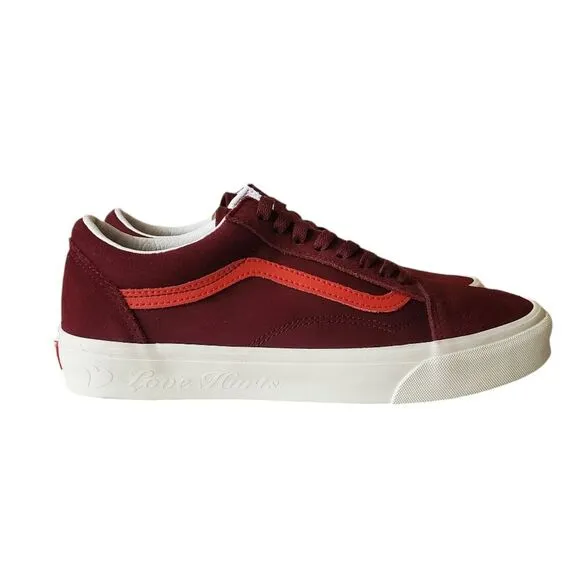 VANS Old Skool Burgundy and Orange Sneakers Skateboard Shoes Size 10