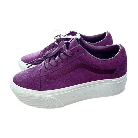 VANS Old Skool Shoes Platform Low Suede Women Size Dark Purple Skate VN0009PZDRV