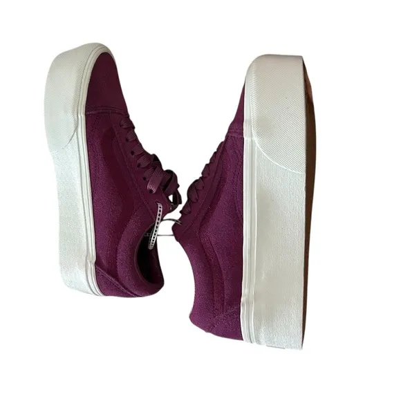 VANS Old Skool Shoes Platform Low Suede Women Size Dark Purple Skate VN0009PZDRV
