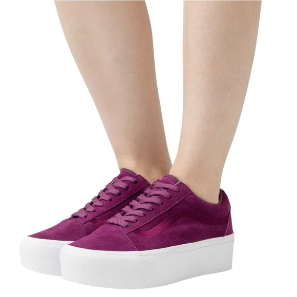 VANS Old Skool Shoes Platform Low Suede Women Size Dark Purple Skate VN0009PZDRV