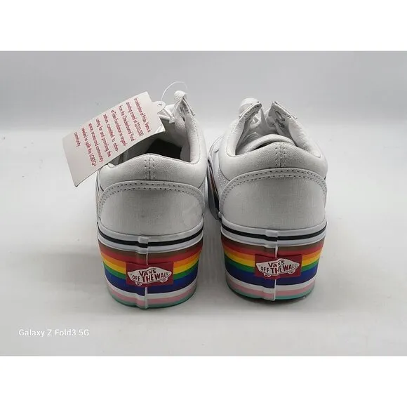Vans  Old Skool Stackform Pride Rainbow White Womens Canvas Shoes Size 5