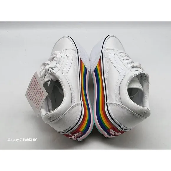 Vans  Old Skool Stackform Pride Rainbow White Womens Canvas Shoes Size 5