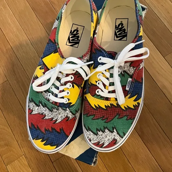 Vans Red and Green Sneakers Vibrant Pattern