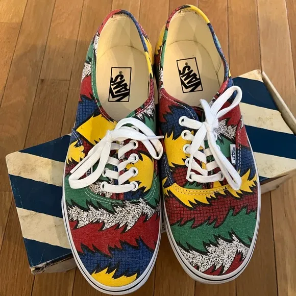 Vans Red and Green Sneakers Vibrant Pattern