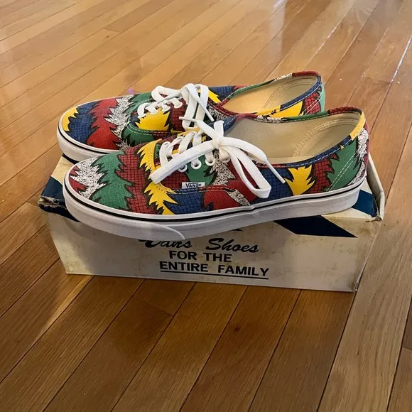 Vans Red and Green Sneakers Vibrant Pattern