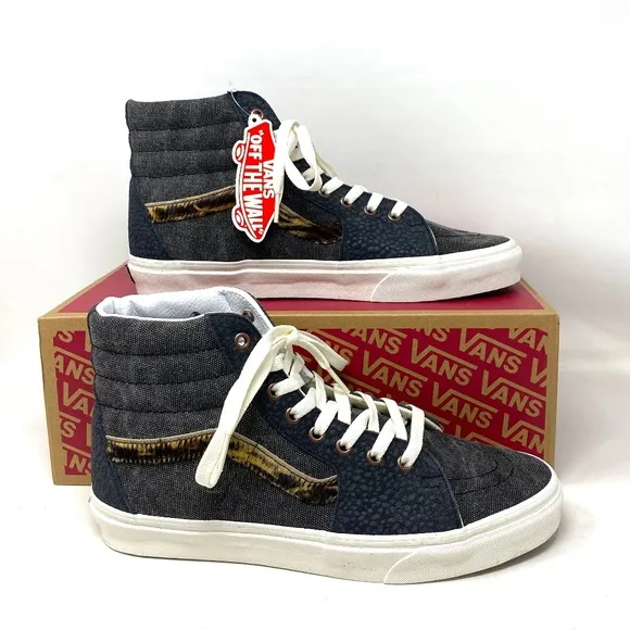 VANS Sk8-Hi Shoes High Top Gray Canvas Leather Men’s Size Casual VN0A5JMJ1O7