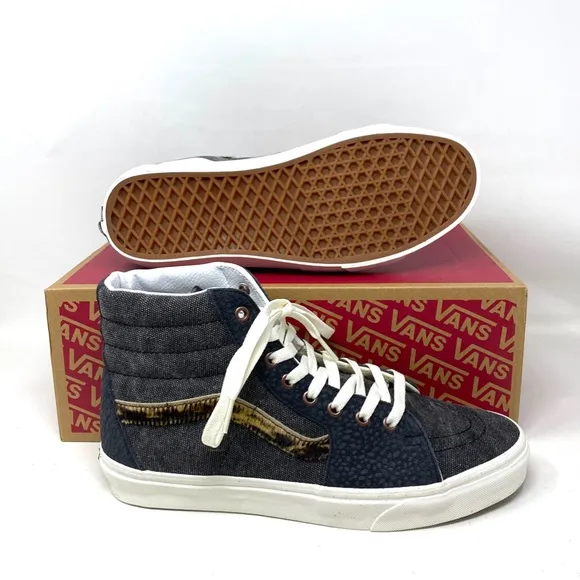 VANS Sk8-Hi Shoes High Top Gray Canvas Leather Men’s Size Casual VN0A5JMJ1O7