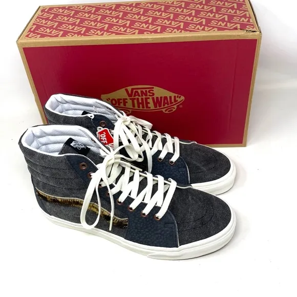 VANS Sk8-Hi Shoes High Top Gray Canvas Leather Men’s Size Casual VN0A5JMJ1O7
