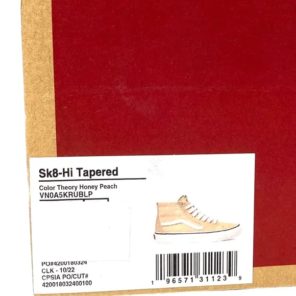 VANS Sk8-Hi Tapered Shoes Women's Suede Peach Canvas Sneakers Skate VN0A5KRUBLP