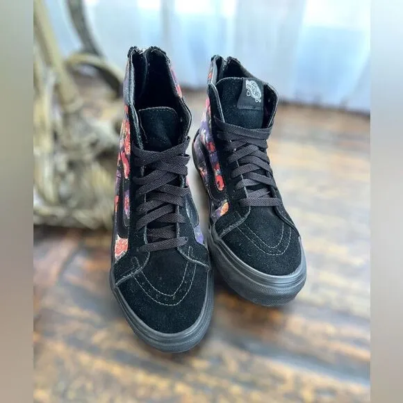 VANS Sk8-Hi Zip Galaxy Floral Black Sneakers Shoes Size 5.5 Men 7.0 Women