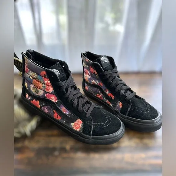 VANS Sk8-Hi Zip Galaxy Floral Black Sneakers Shoes Size 5.5 Men 7.0 Women