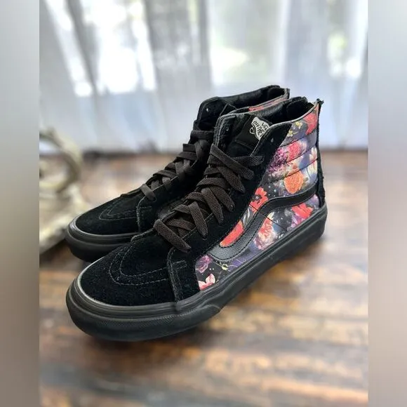 VANS Sk8-Hi Zip Galaxy Floral Black Sneakers Shoes Size 5.5 Men 7.0 Women