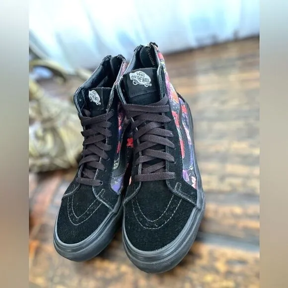 VANS Sk8-Hi Zip Galaxy Floral Black Sneakers Shoes Size 5.5 Men 7.0 Women