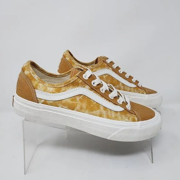 Vans Skateboarding Shoes Womens 7.5 Yellow Style 36 Decon Logo Lace Up Sneakers