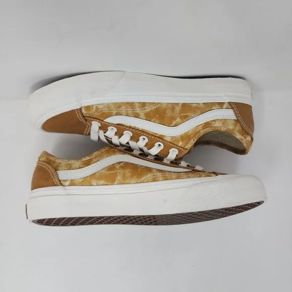 Vans Skateboarding Shoes Womens 7.5 Yellow Style 36 Decon Logo Lace Up Sneakers