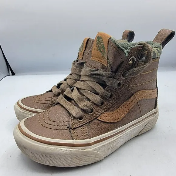 Vans Uy SK8-HI MTE Kids Size 10.5 Brown Camo Dach Outdoor Shoes