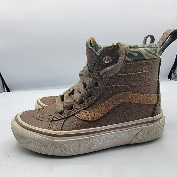 Vans Uy SK8-HI MTE Kids Size 10.5 Brown Camo Dach Outdoor Shoes