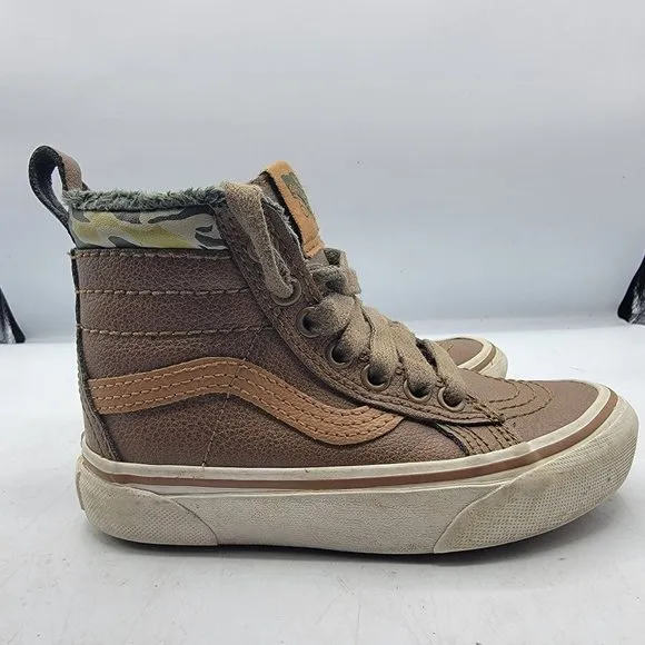 Vans Uy SK8-HI MTE Kids Size 10.5 Brown Camo Dach Outdoor Shoes