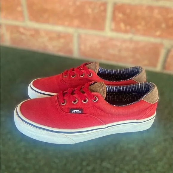 Vans ERA 59 (Cord&amp;Plaid) Red Dahlia Skate Shoes