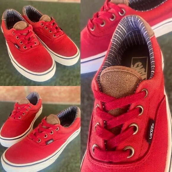 Vans ERA 59 (Cord&amp;Plaid) Red Dahlia Skate Shoes