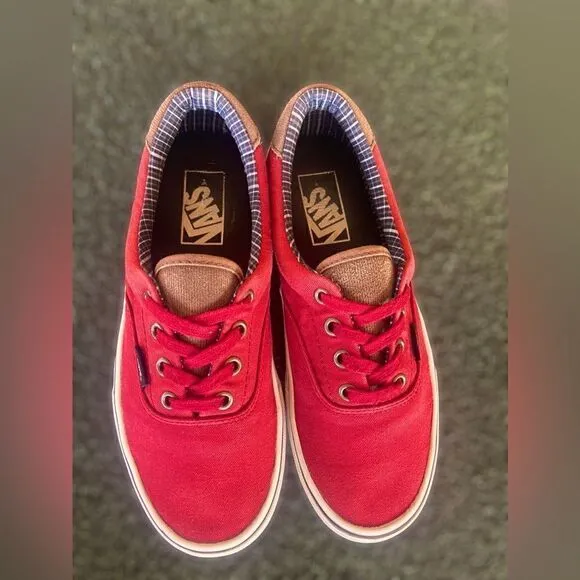 Vans ERA 59 (Cord&amp;Plaid) Red Dahlia Skate Shoes