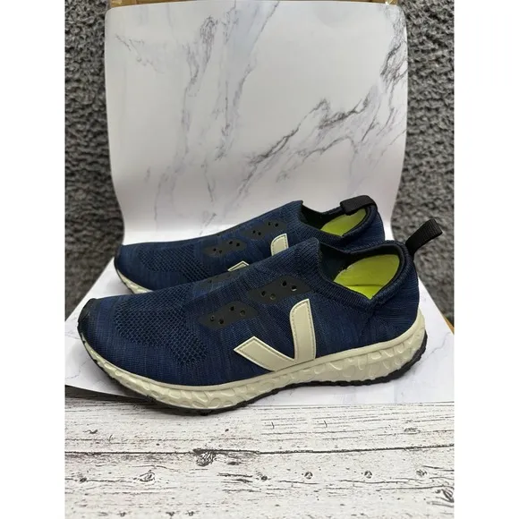 Veja Thunderbird V-knit Navy Grey Leather Lace Up Training Shoes Size‎ 8.5