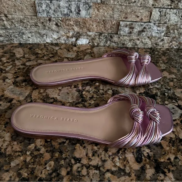 Veronica Beard Gemma Metallic Slide Sandal
