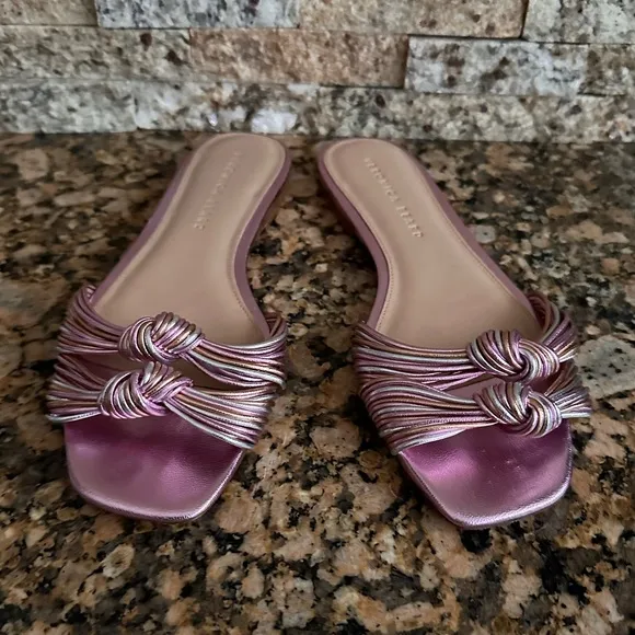 Veronica Beard Gemma Metallic Slide Sandal