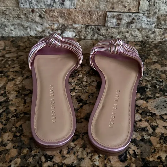 Veronica Beard Gemma Metallic Slide Sandal