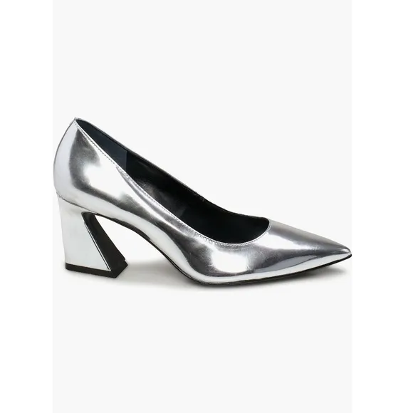 Vince Camuto Hailenda Pointed Toe Pumps Reflective Metallic Silver Women’s 5