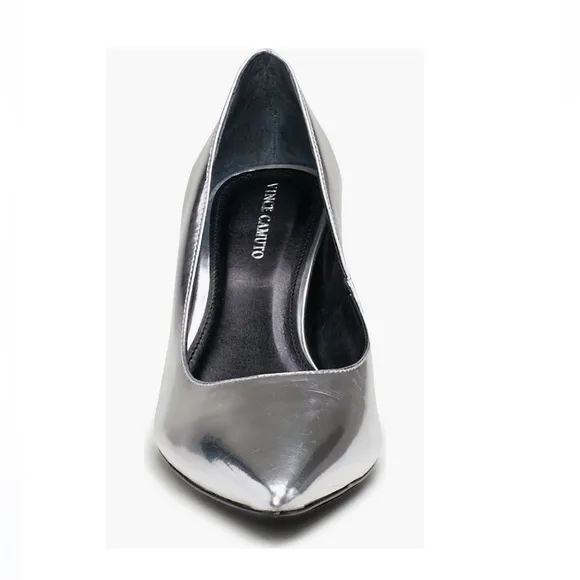 Vince Camuto Hailenda Pointed Toe Pumps Reflective Metallic Silver Women’s 5