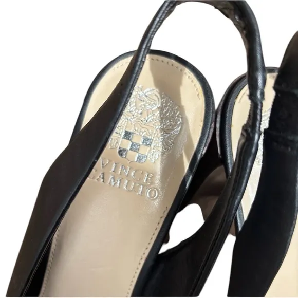 Vince Camuto Office Siren Sling Back Heels Shoes Phendry Sz 11 Black Leather NEW