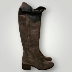 Vince‎ Camuto Shoes Womens 9.5M Taupe Over the Knee Boots Stacked Block Heel