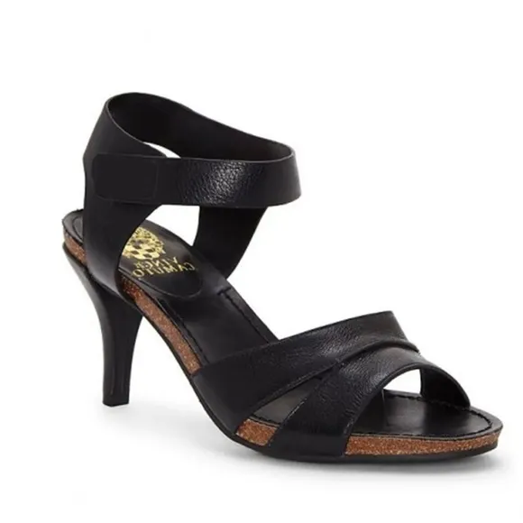 Vince Camuto VC-Ottila Women's Leather Sandal Open Toe Shoes Black Size 10 M