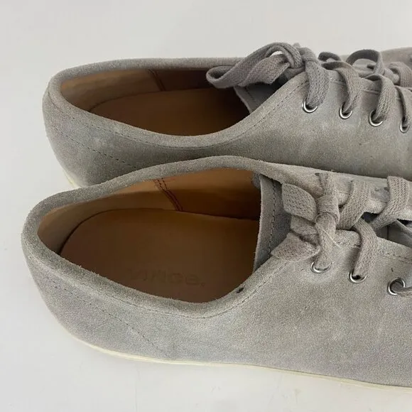 Vince Mens Sneakers Lace Up in Gray Leather Casual SHoes Size 12 EU 46